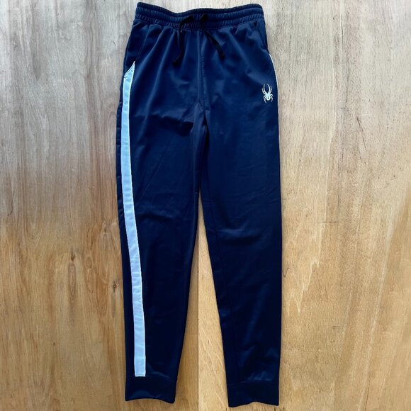 SPYDER ACTIVE STRIPED PERFORMANCE JOGGERS Men’s sz S Navy Blue Straight Leg - Picture 1 of 11